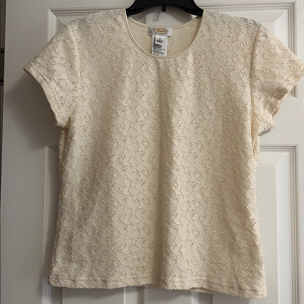 Cream Lace Short Sleeve Top